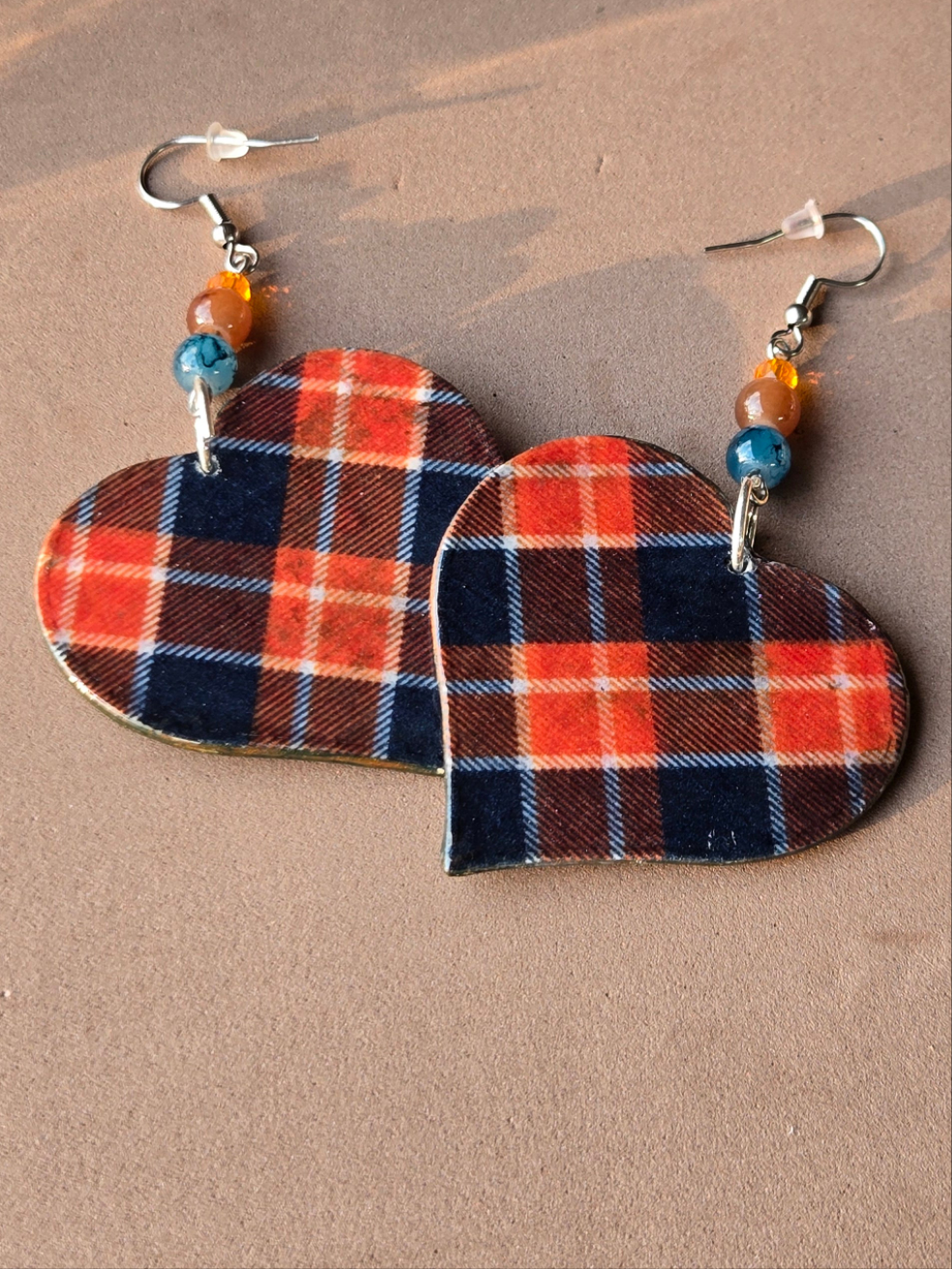 "Plaid Love" Heart Earrings