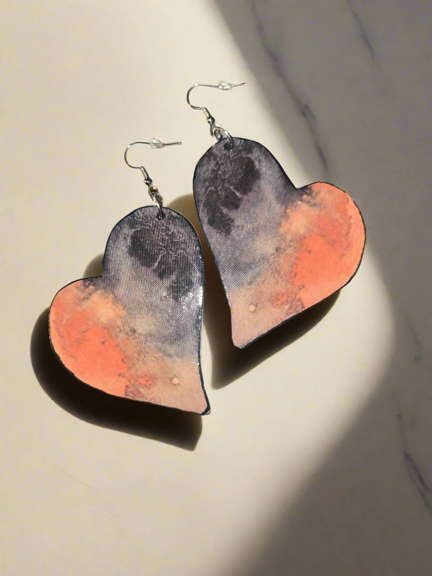 Galactic Heart Paper Earrings – Lightweight Cosmic Statement Jewelry