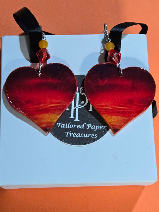 "Sunset Blaze" Heart Earrings