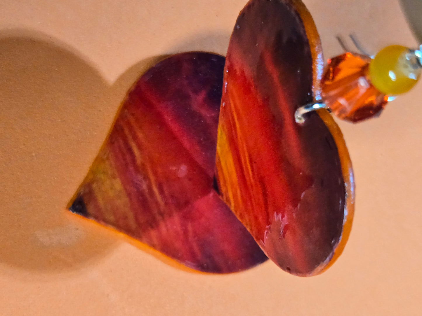 "Sunset Blaze" Heart Earrings