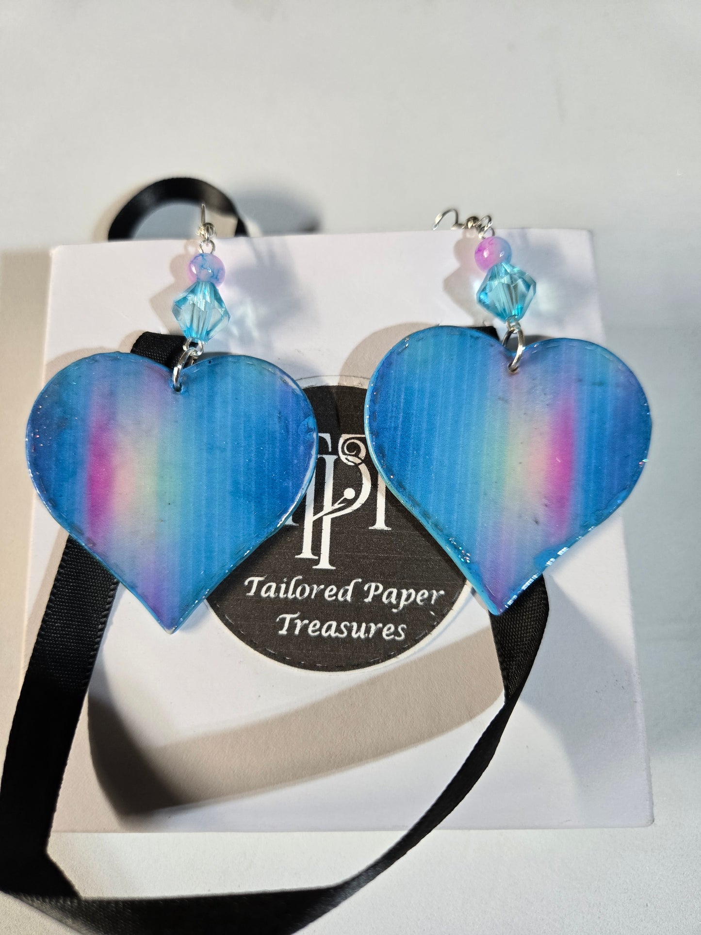 "Aquatic Gradient" Heart Earrings
