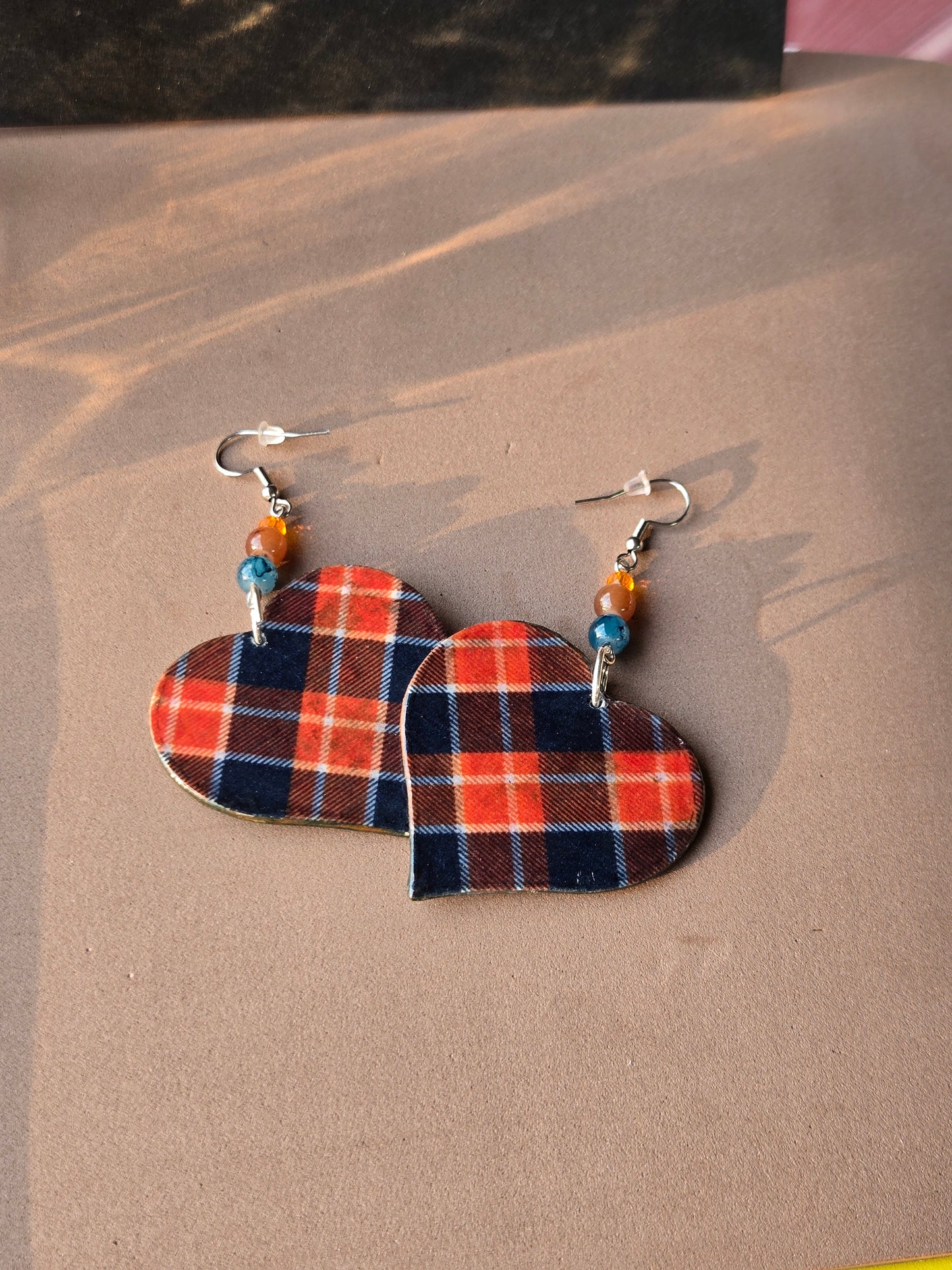 "Plaid Love" Heart Earrings
