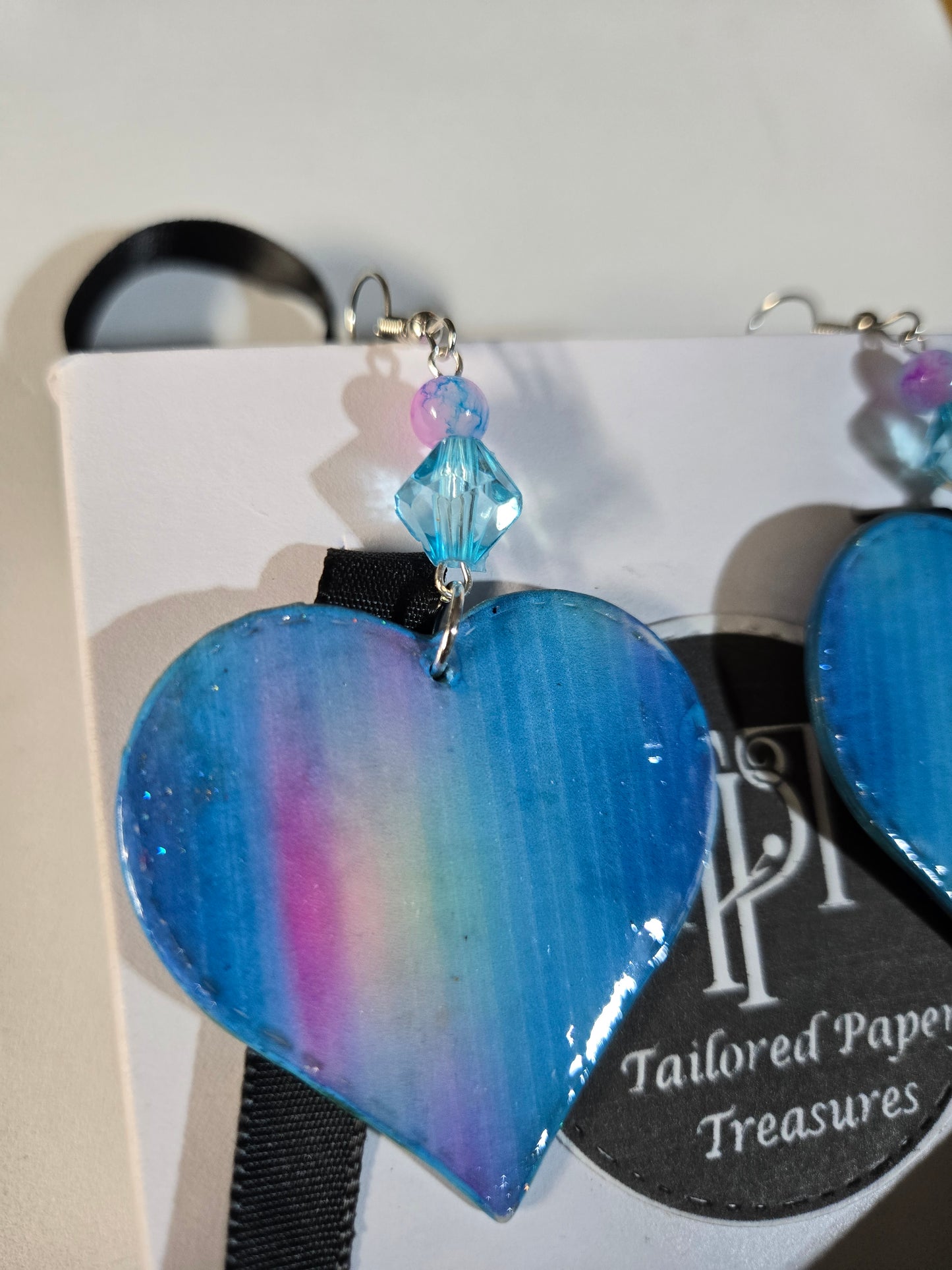 "Aquatic Gradient" Heart Earrings