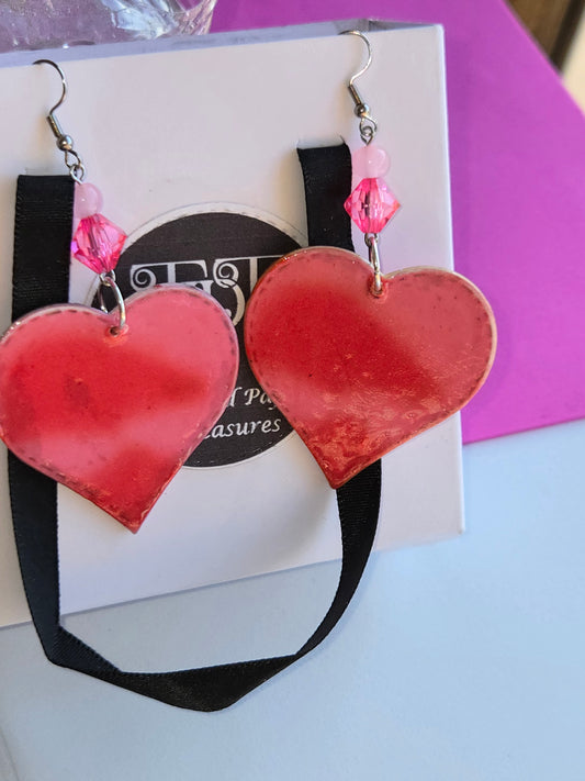 "Coral Sunshine" Heart Earrings