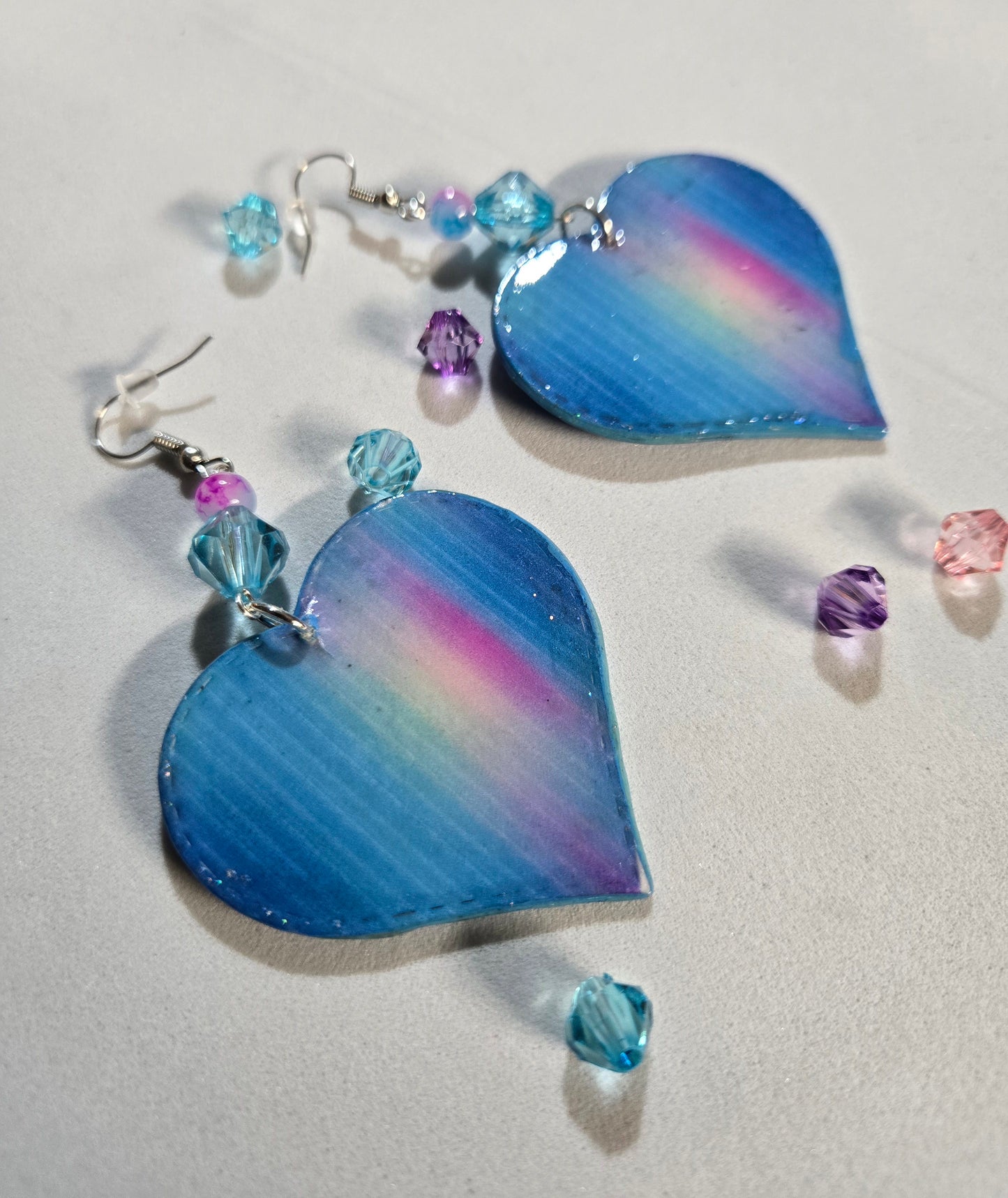 "Aquatic Gradient" Heart Earrings
