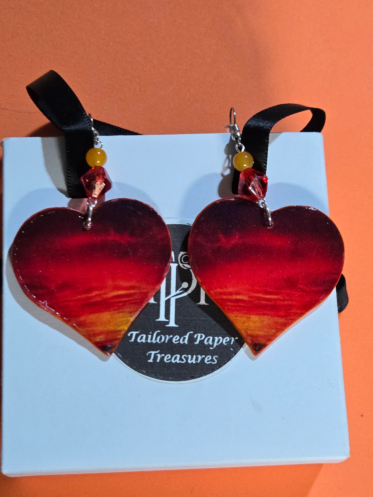 "Sunset Blaze" Heart Earrings
