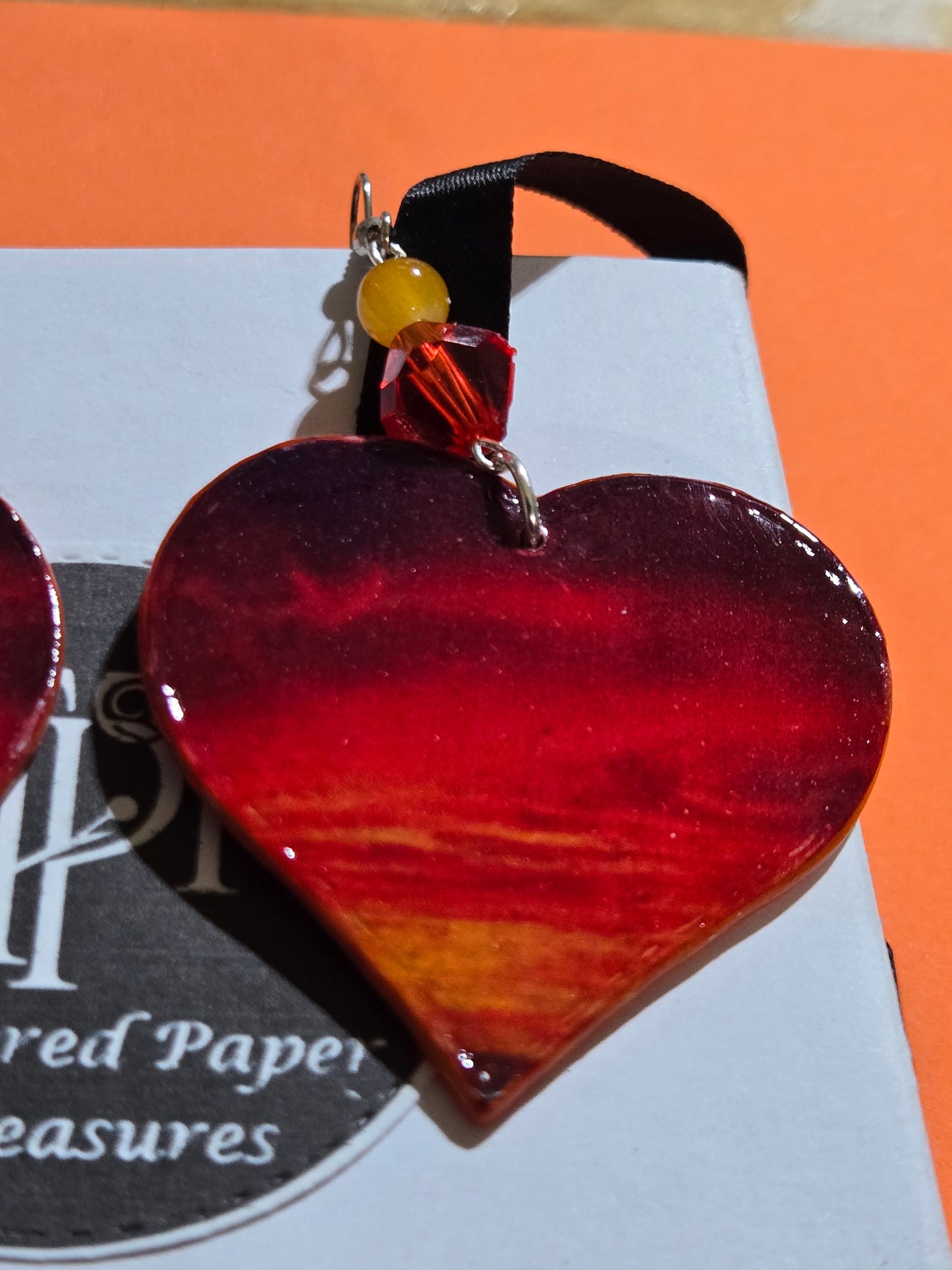 "Sunset Blaze" Heart Earrings